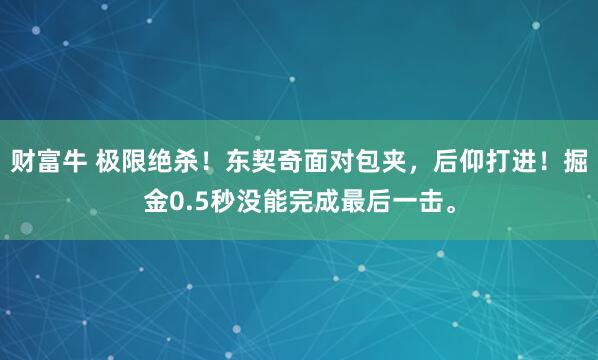 财富牛 极限绝杀！东契奇面对包夹，后仰打进！掘金0.5秒没能完成最后一击。