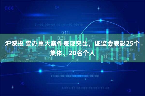 沪深投 查办重大案件表现突出，证监会表彰25个集体、20名个人