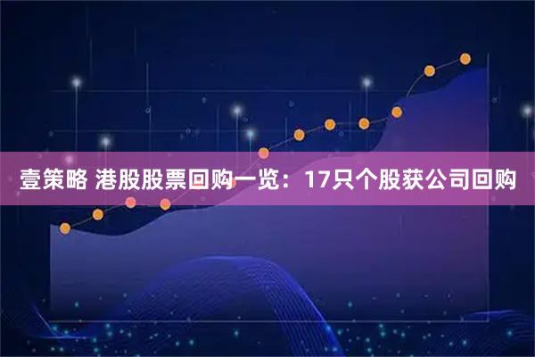 壹策略 港股股票回购一览:17只个股获公司回购