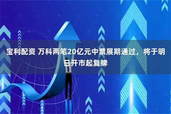 宝利配资 万科两笔20亿元中票展期通过，将于明日开市起复牌